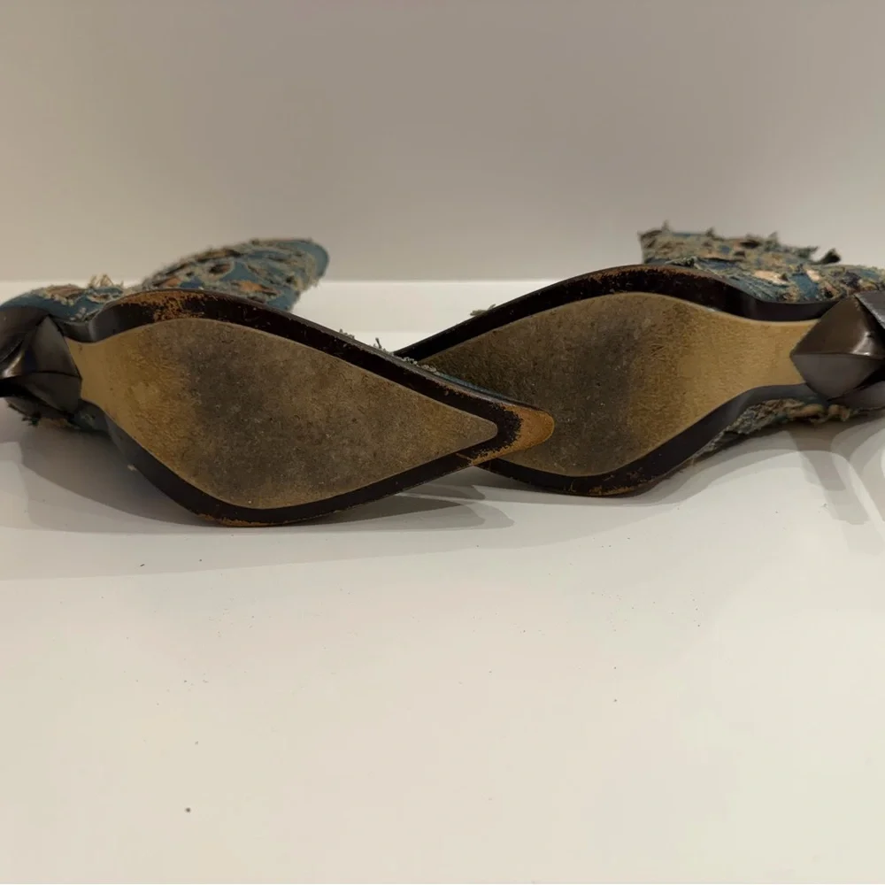 Denim Floral Embroidered Roberto Cavalli Ankle Boots - Picture 7 of 9